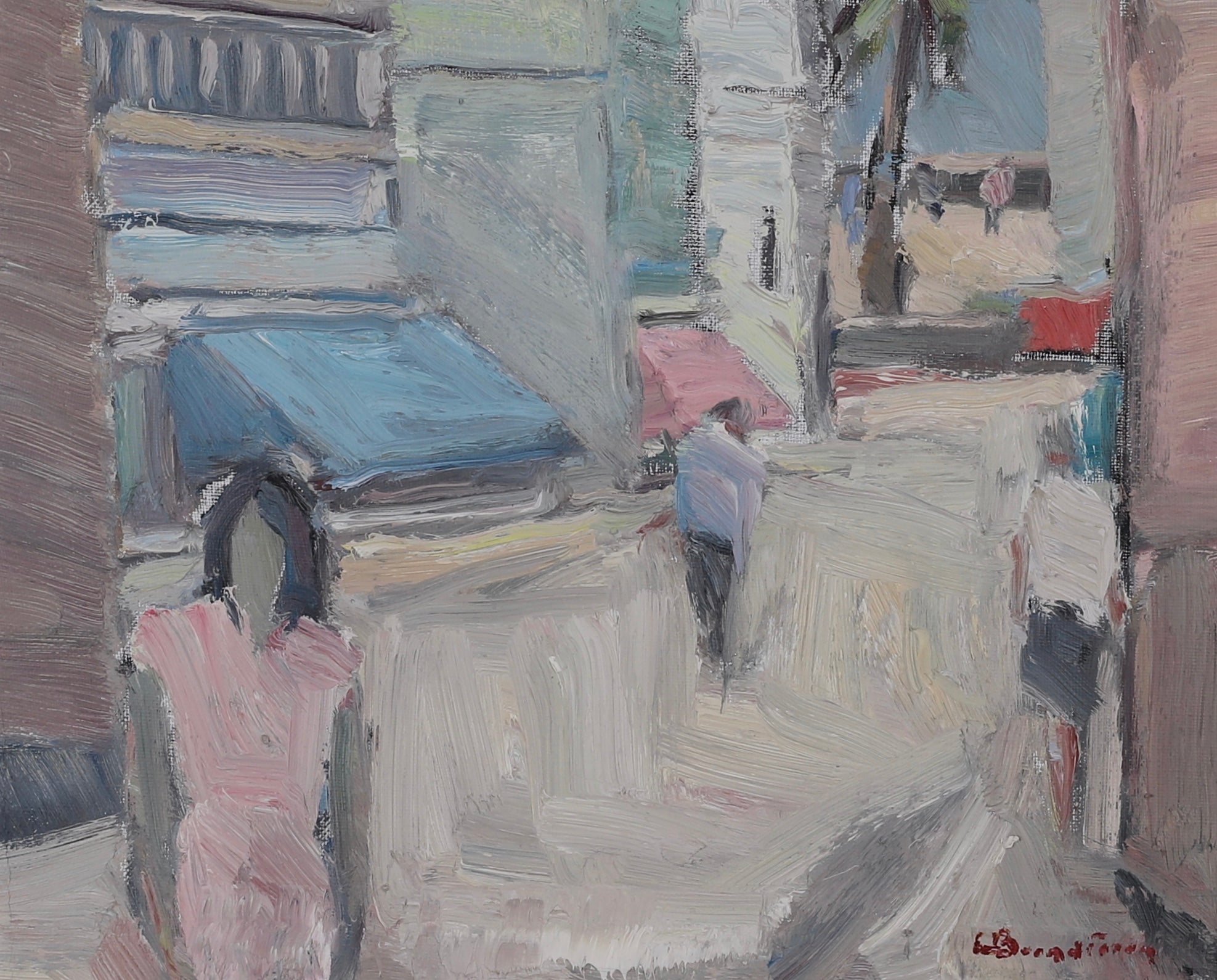 Cityscape Oil Painting Mid Century By C Berndtsson Sweden