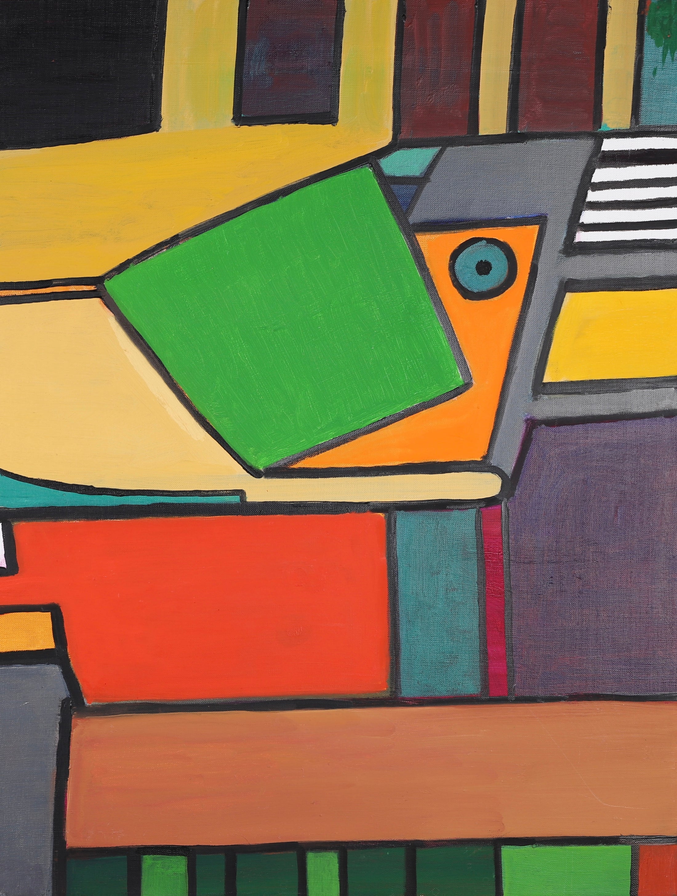 Mid Century Abstract Oil Painting By HW Sundburg Sweden 1967