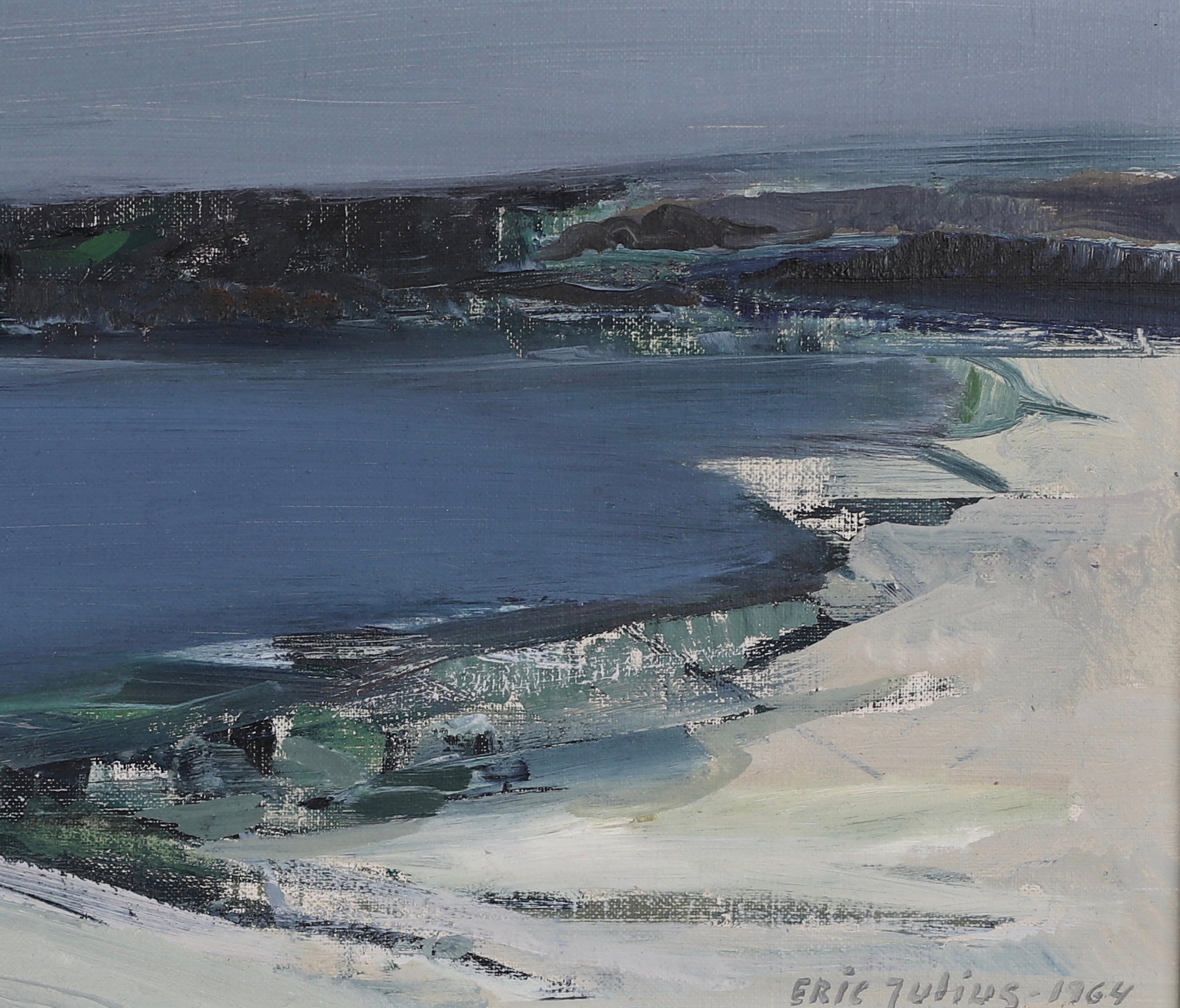 Mid Century Oil Painting by Listed Artist E Julius Sweden 1964