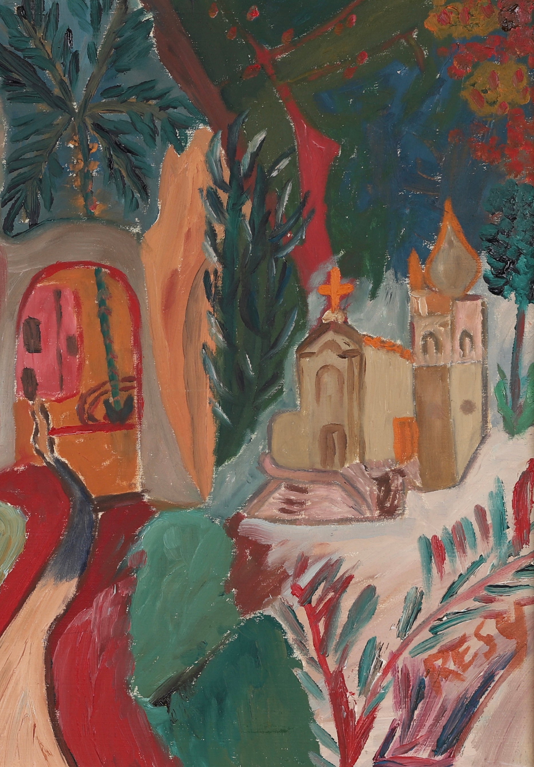 Cityscape Oil Painting Mid Century From 1954 Sweden
