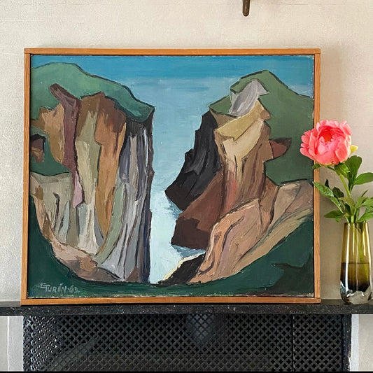 Vintage Art Room Original Landscape Oil Painting by G Turèn Sweden