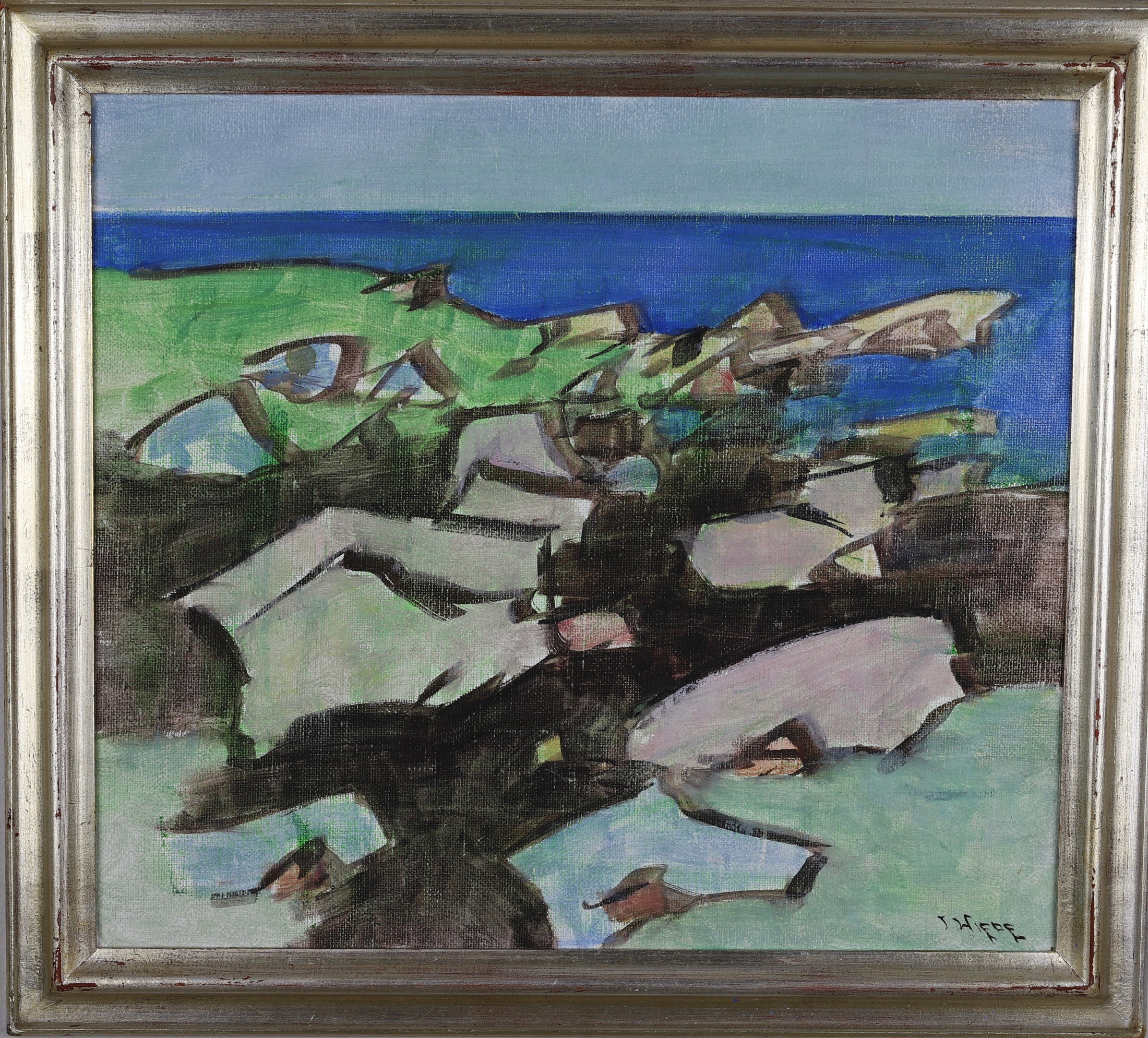 Vintage Mid Century Landscape Oil Painting By Ingvar Wiede Sweden