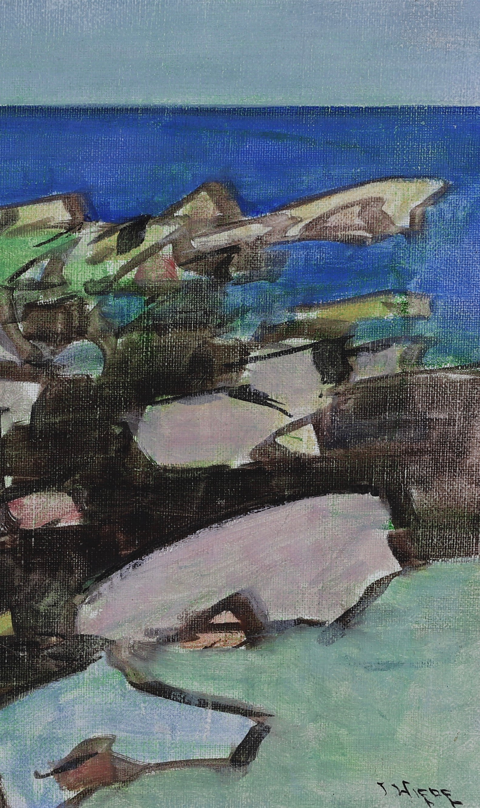 Vintage Mid Century Landscape Oil Painting By Ingvar Wiede Sweden