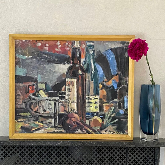 Mid Century Vintage Interior Oil Painting By E Ollers From Sweden