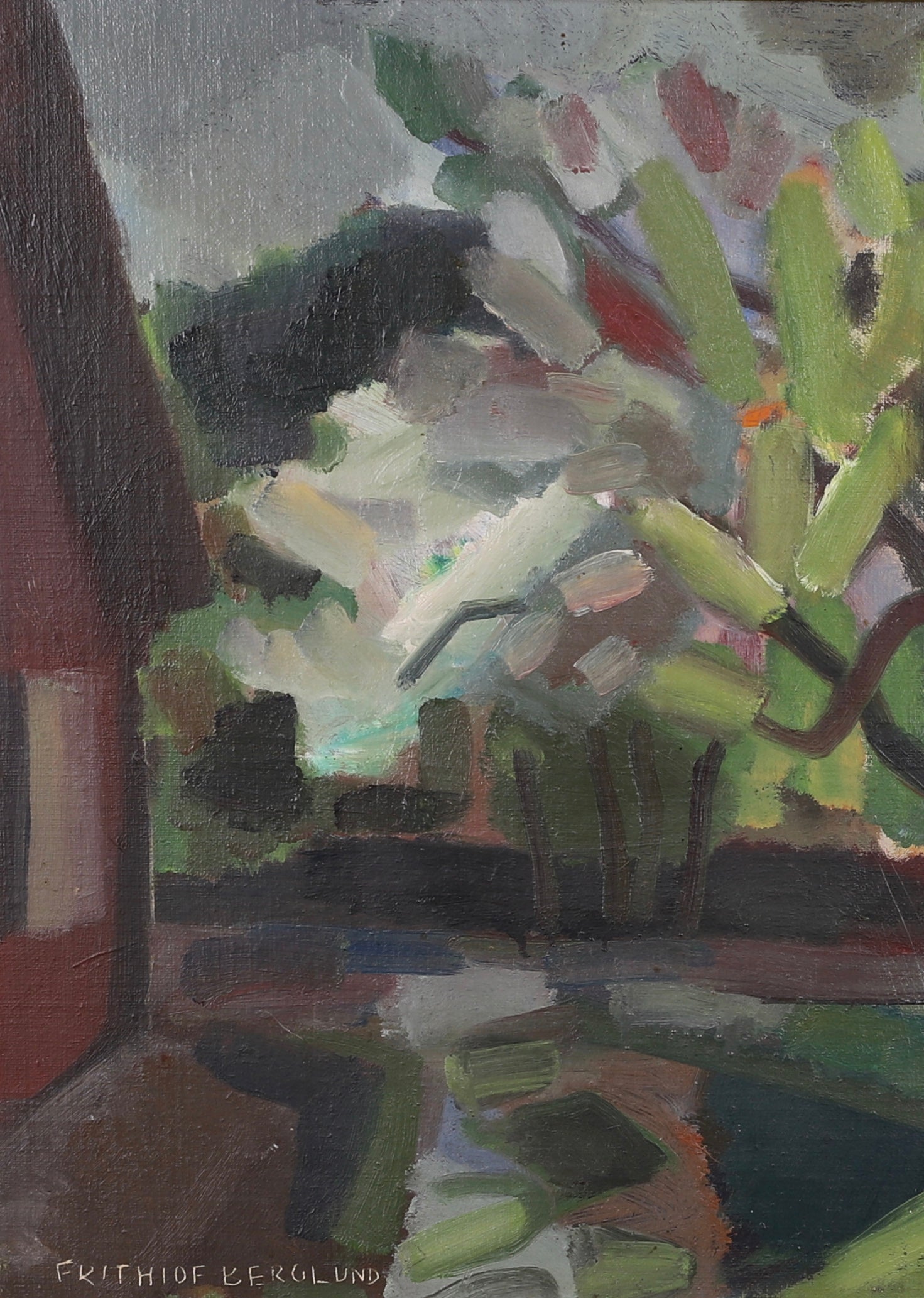 Framed Mid Century Oil Painting by F Berglund Sweden