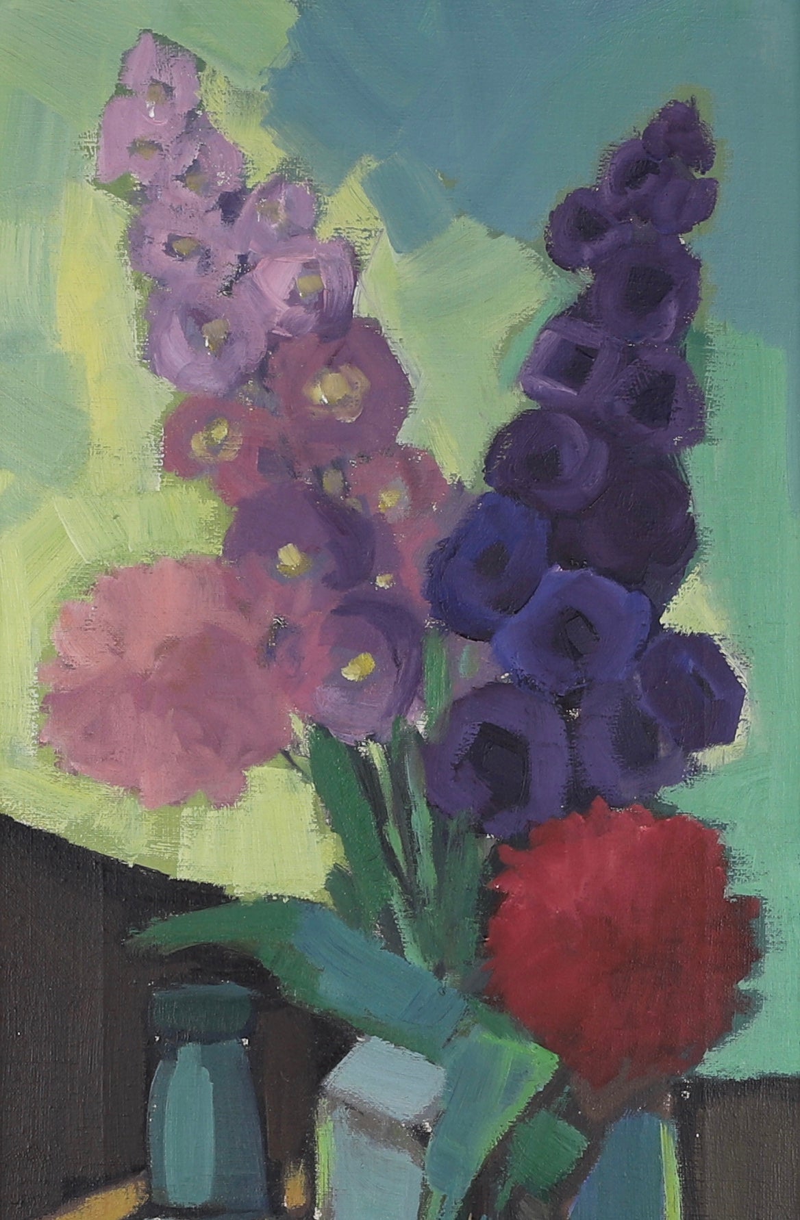 Mid Century Vintage Still Life Oil Painting by T Ahlm From Sweden