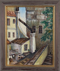 Load image into Gallery viewer, Vintage Cityscape Oil Painting Dated 1954 from Sweden