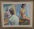 Load image into Gallery viewer, Mid Century Original Figure Oil Painting by C Deelsbo Sweden