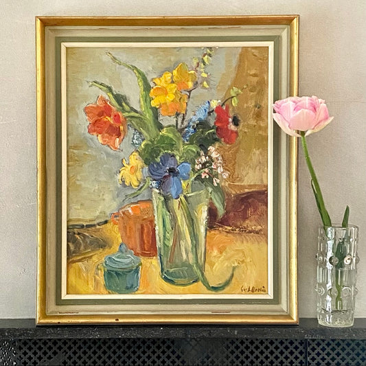 Original Oil Painting Vintage Still Life  By G Berlin Sweden