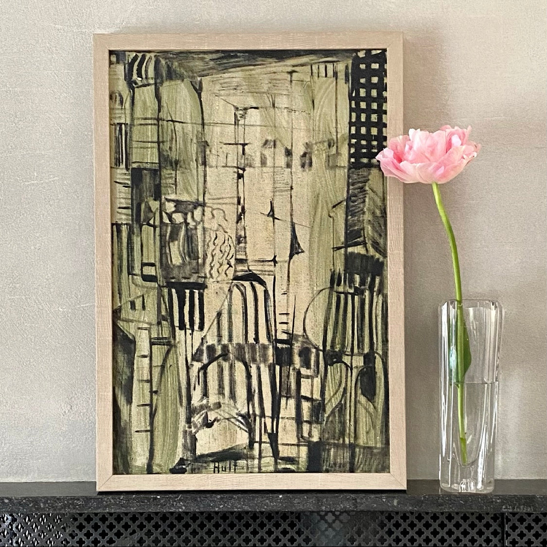 Mid Century Abstract Oil Painting By Torsten Hult Sweden