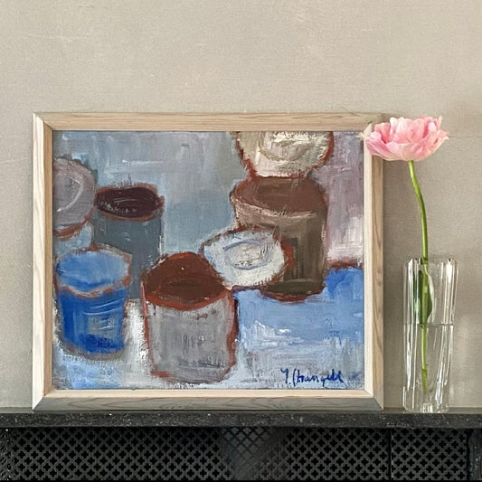 Mid Century Original Still Life Oil Painting By I Strangell Sweden