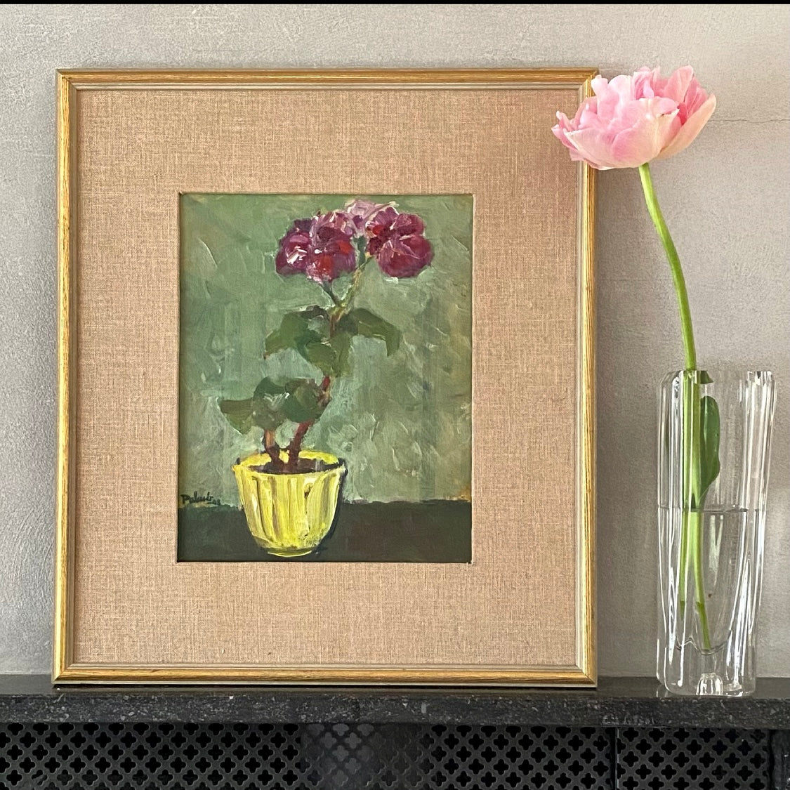 Mid Century Original Still Life Oil Painting By Palmér Sweden 1948