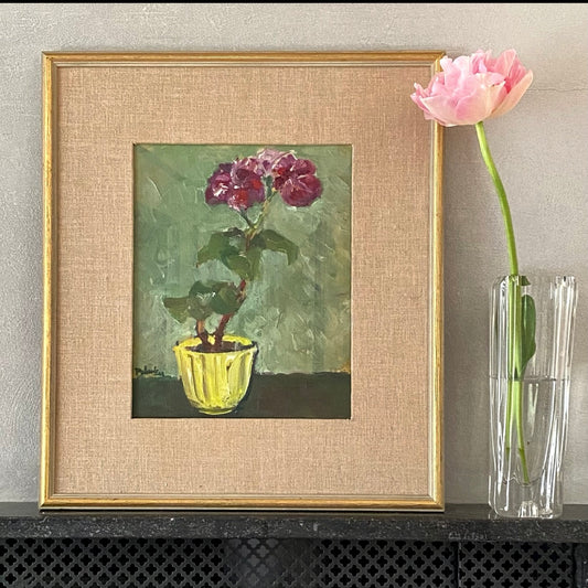 Mid Century Original Still Life Oil Painting By Palmér Sweden 1948