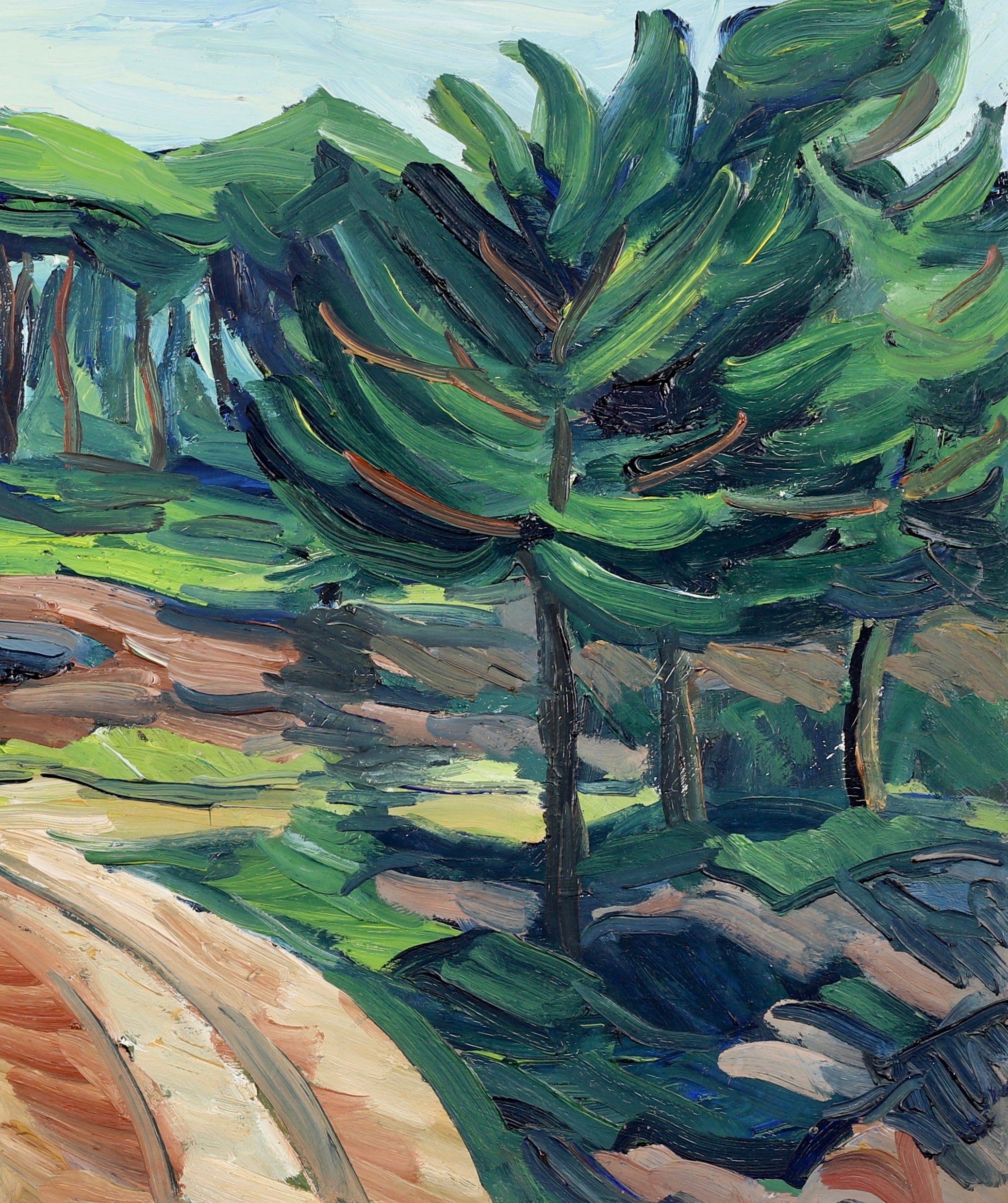 Mid Century Vintage Landscape Oil Painting By K Flyckt Sweden