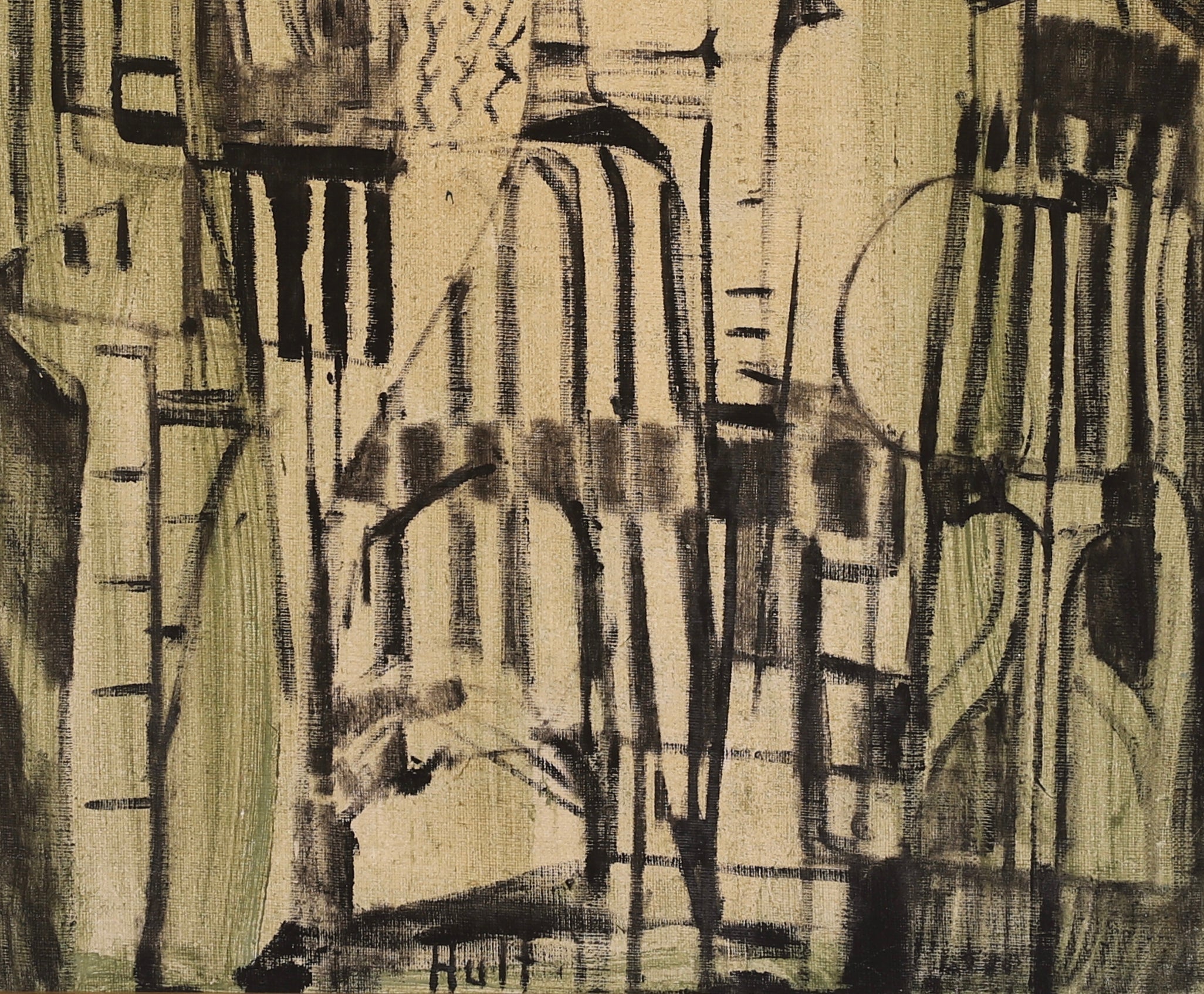 Mid Century Abstract Oil Painting By Torsten Hult Sweden