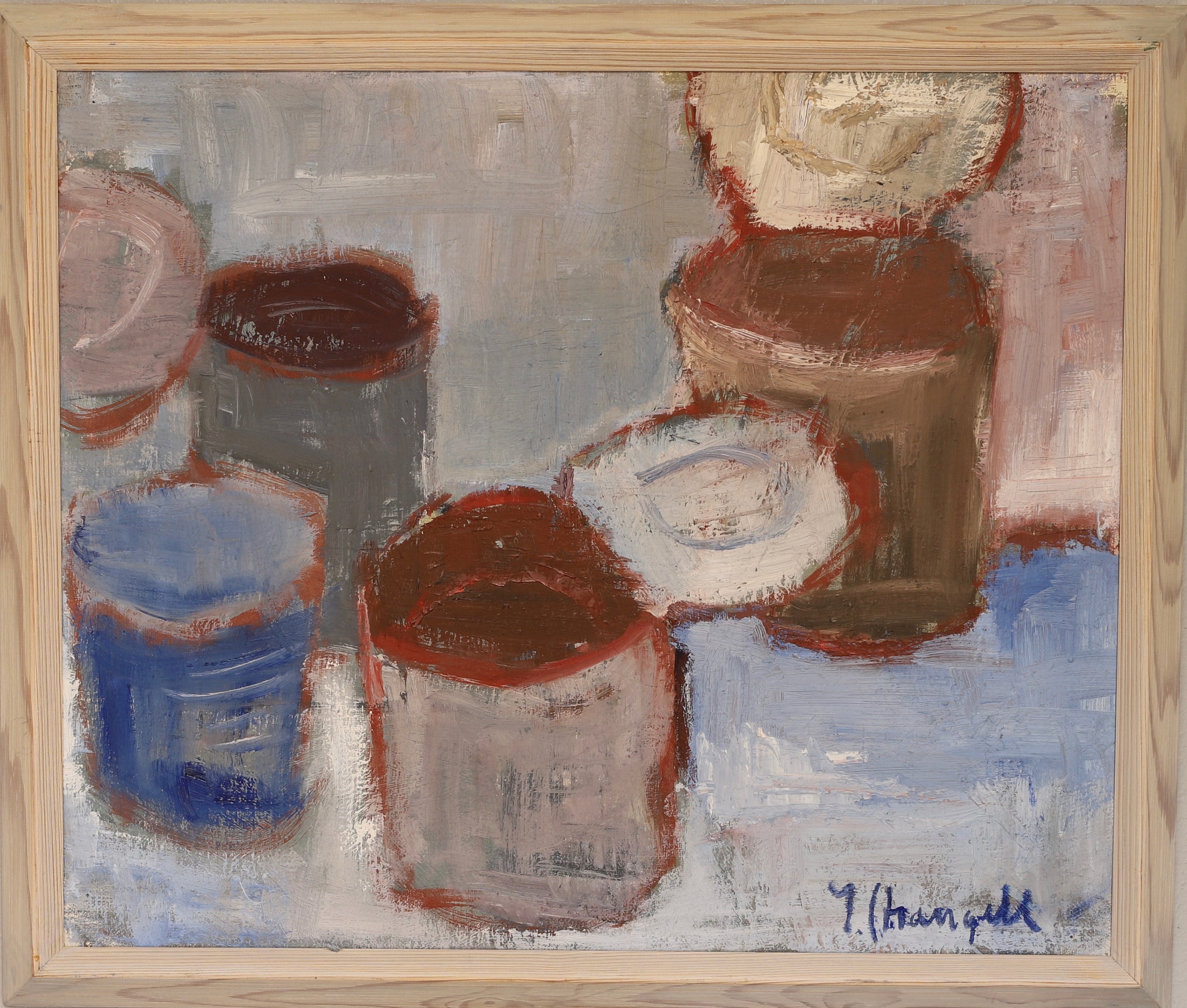 Mid Century Original Still Life Oil Painting By I Strangell Sweden