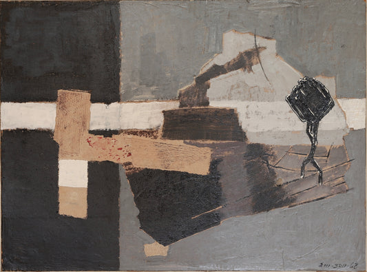 Mid Century Abstract Oil Painting By E Emmanuelsson Sweden