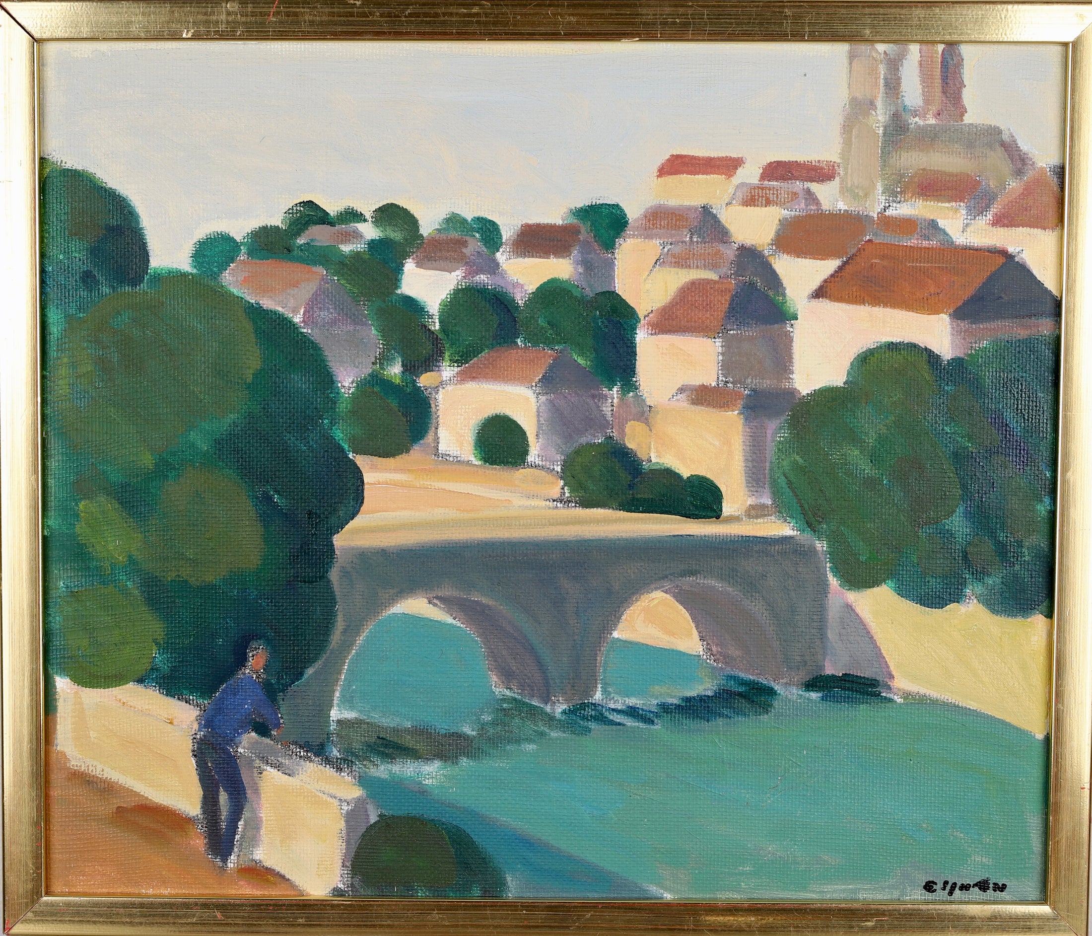 Mid Century Original Oil Painting From Sweden By E Elfwen