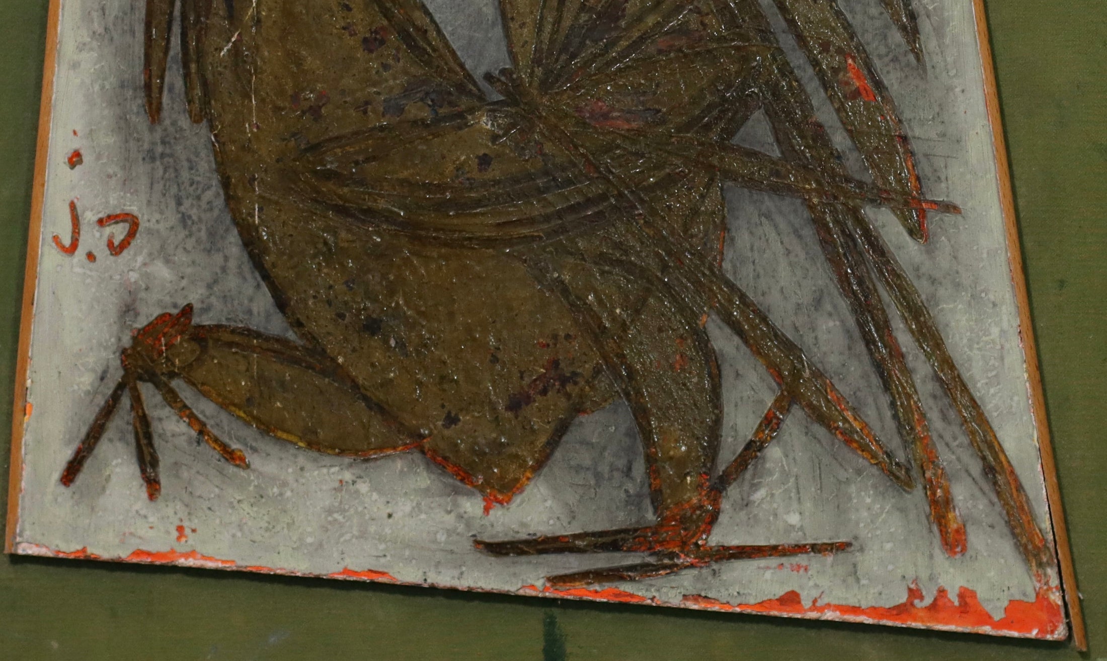 Mid Century Art Oil Painting of Rooster From Sweden