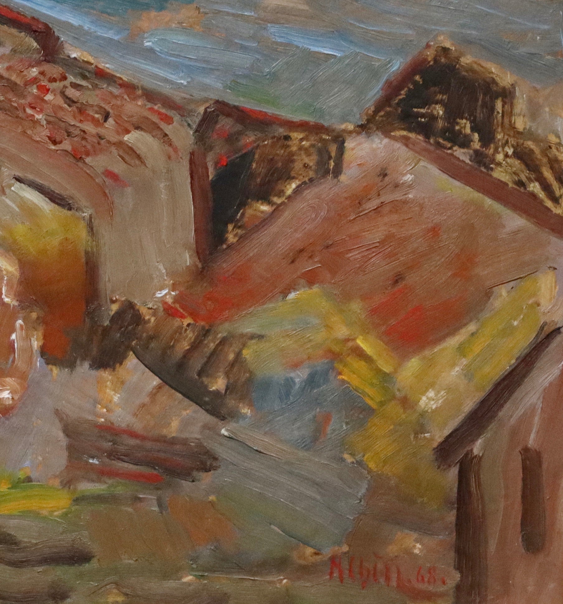 Framed Mid Century Landscape Oil Painting from Sweden