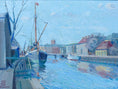 Load image into Gallery viewer, Vintage Seascape Oil Painting Fine Art Original of Boat in Harbor