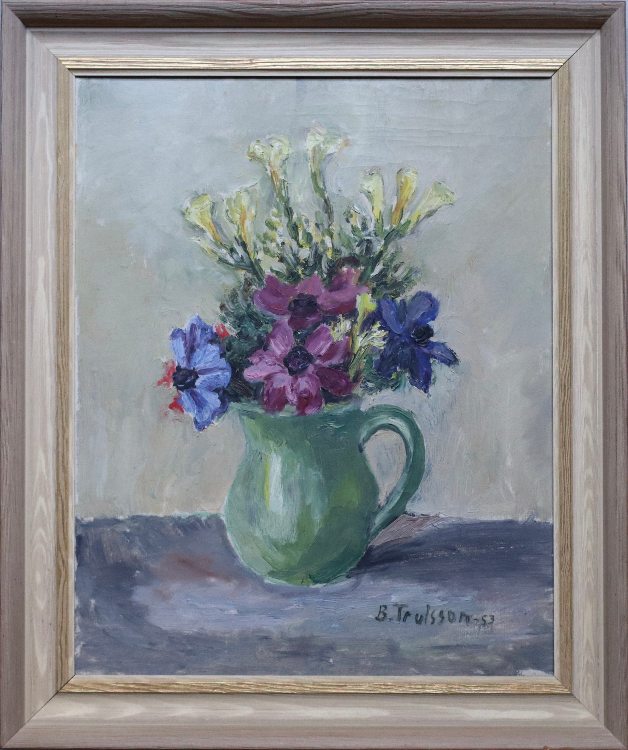 sold out - Vintage Mid Century Still Life Oil Painting by Birgit Trulsson from Sweden