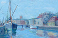 Load image into Gallery viewer, Vintage Seascape Oil Painting Fine Art Original of Boat in Harbor