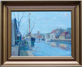 Load image into Gallery viewer, Vintage Seascape Oil Painting Fine Art Original of Boat in Harbor