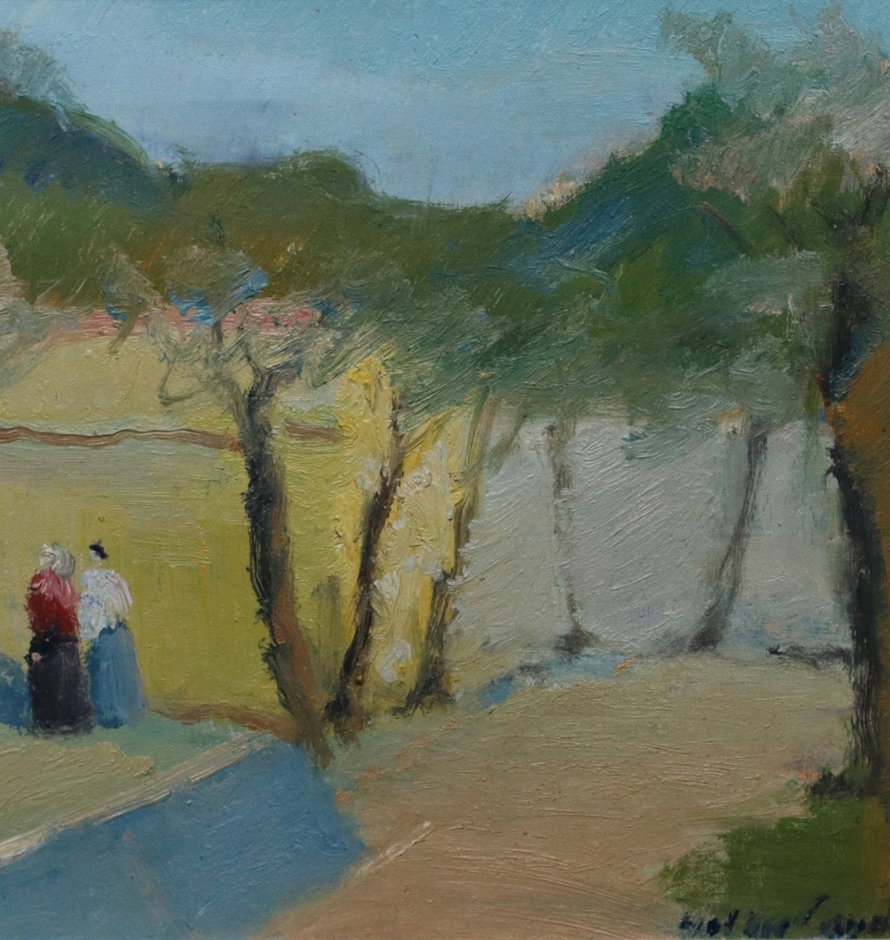Vintage Landscape Oil Painting by Helge Cardell Sweden 1960's