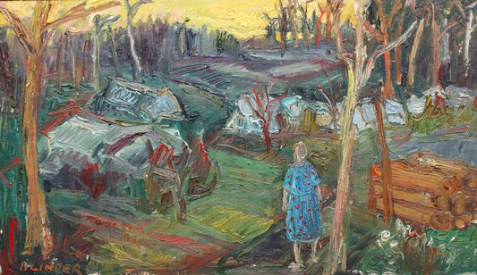 Vintage Original Landscape Oil Painting by Ingegerd Linder Sweden