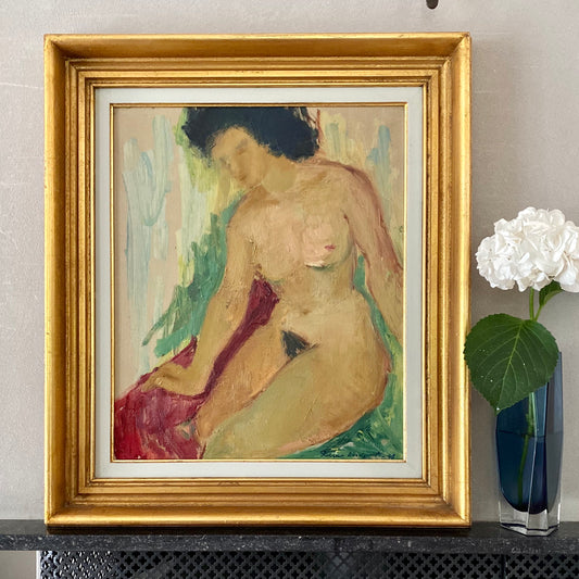 Vintage Figure Painting by Fabian Lundqvist from Sweden 1948