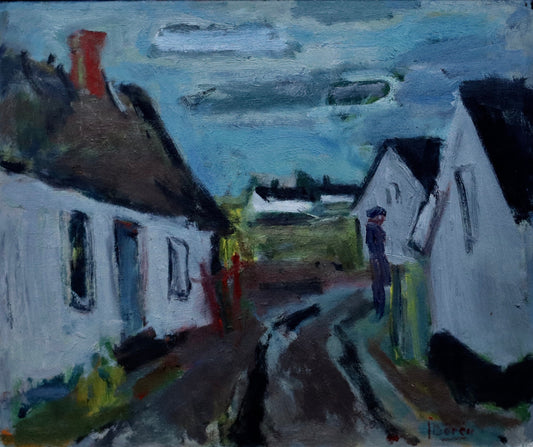 Vintage Landscape Oil Painting Signed J Bören from Sweden