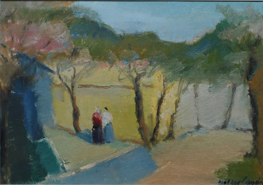 Vintage Landscape Oil Painting by Helge Cardell Sweden 1960's