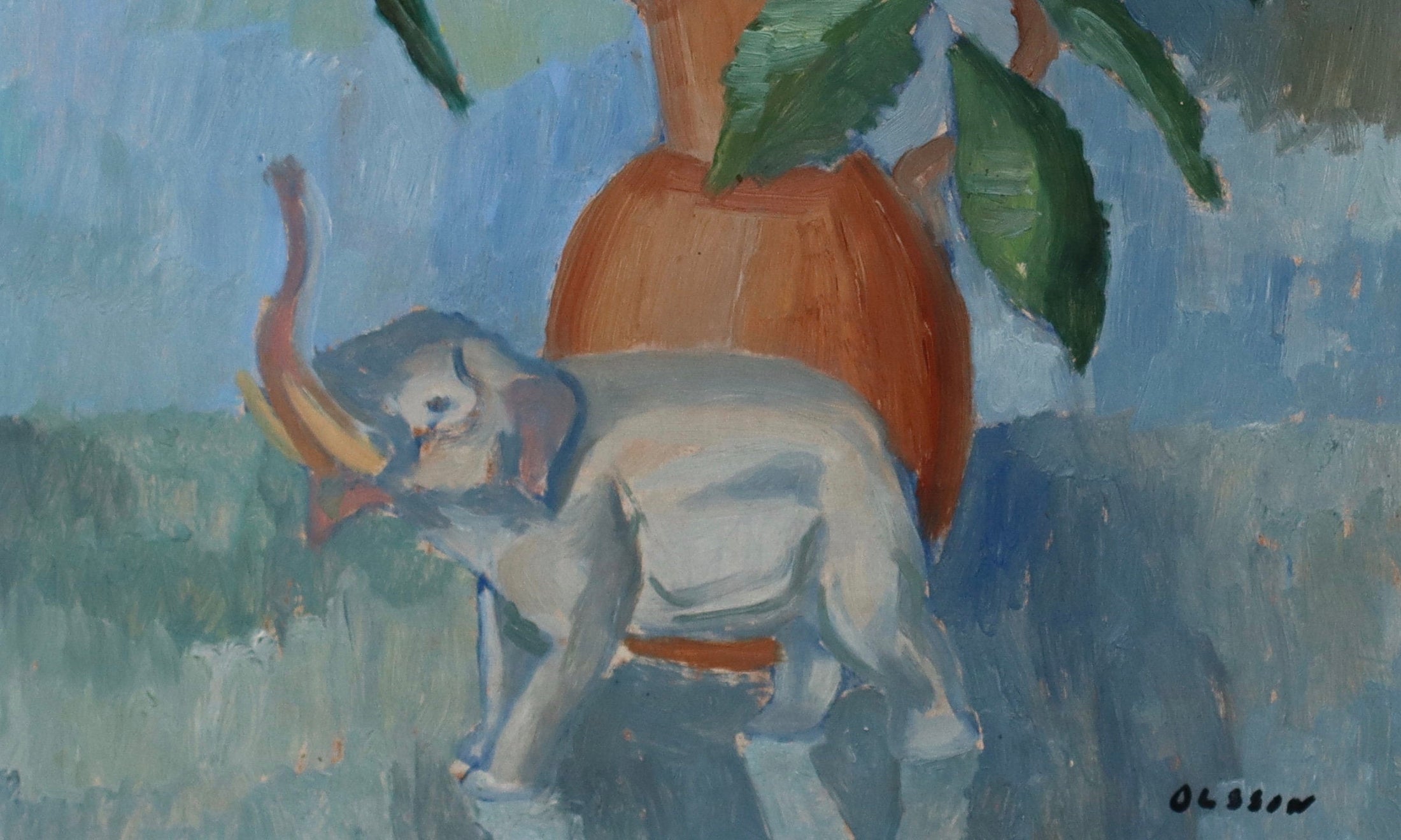 Vintage Mid Century Still Life Oil Painting from Sweden Signed Olsson