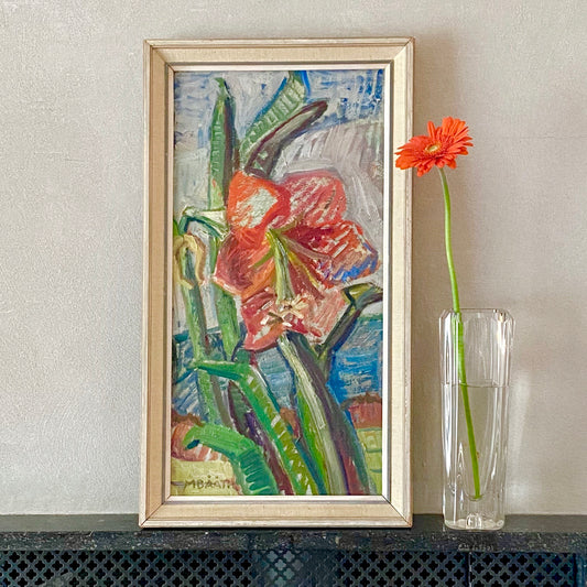 Vintage Mid Century Still Life Oil Painting Maja Bååth Sweden