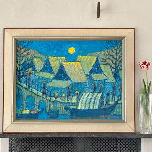 Mid Century Landscape Oil Painting From Sweden by E Håfström