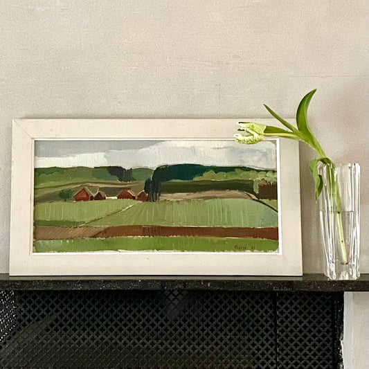 Original Vintage Art Room Mid Century Oil Painting from Sweden