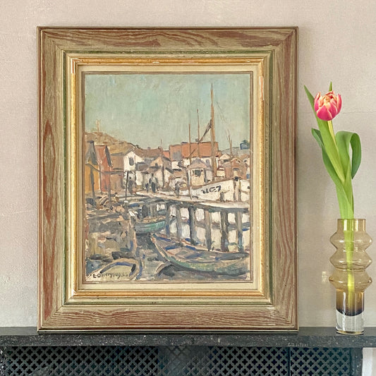 Mid Century Vintage Oil Painting By E Ollers From Sweden