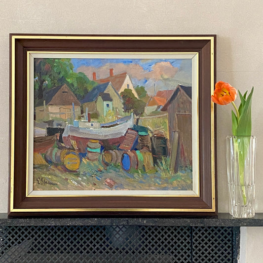Mid Century Original Oil Painting From Sweden By E Skans