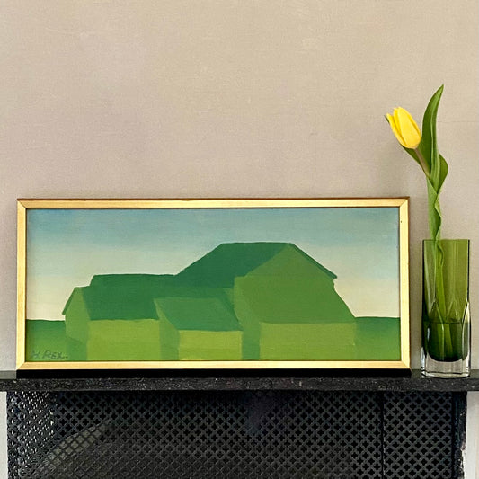 Vintage Art Room Mid Century Landscape Oil Painting From Sweden