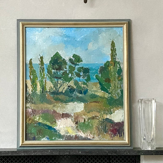 Colorful Original Vintage Mid Century Oil Painting From Sweden