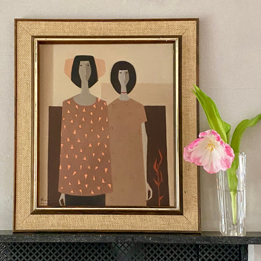 Mid Century Vintage Oil Painting By Listed Artist F Lundqvist