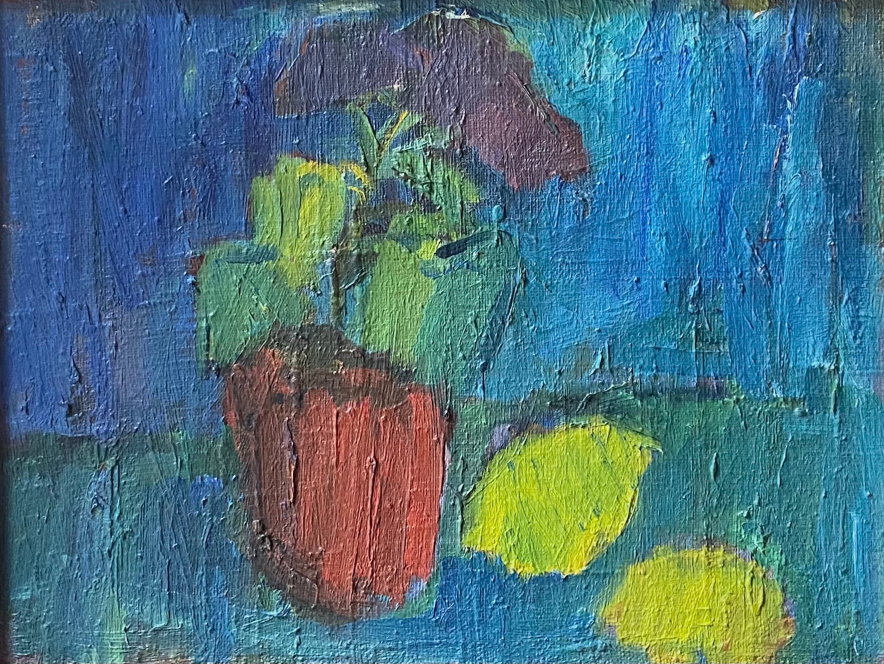 Mid Century Original Still Life Oil Painting From 1957 Sweden