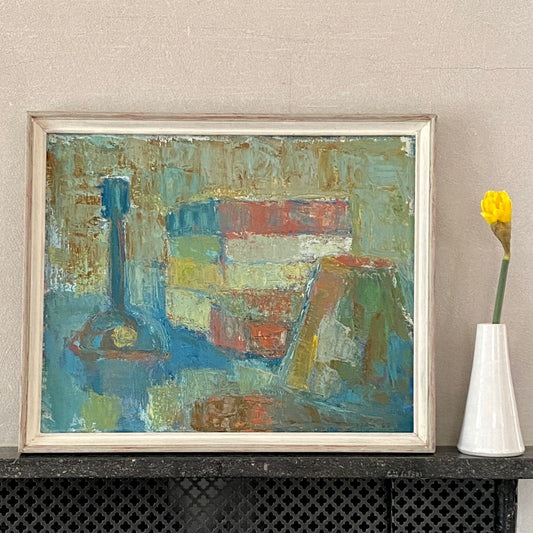 Original Mid Century Still Life Oil Painting by O Larsen from Sweden