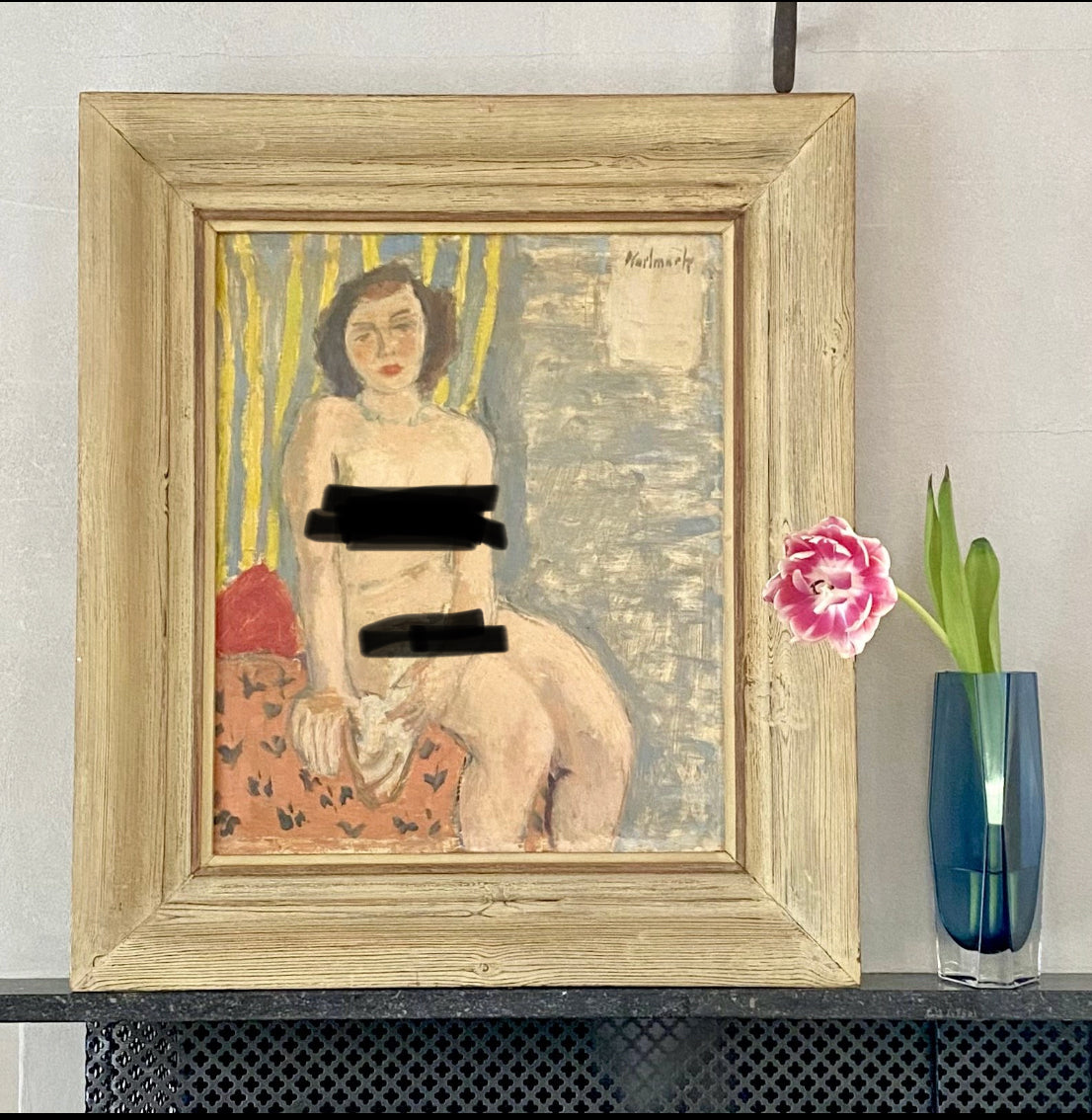 Mid Century Original Figure Oil Painting by G Karlmark Sweden