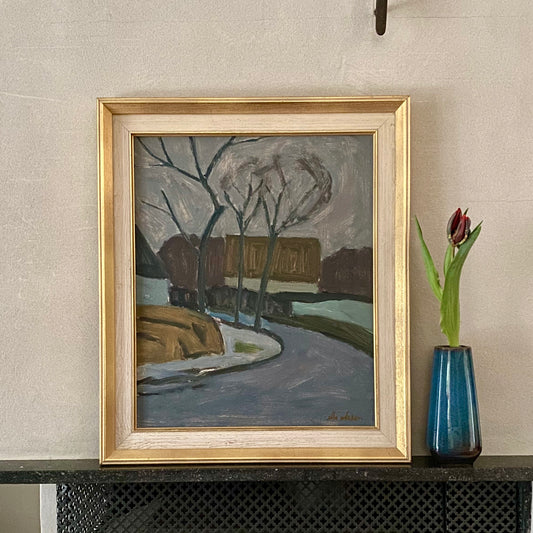 Vintage Mid Century Oil Painting By Ebbe Olsson Sweden