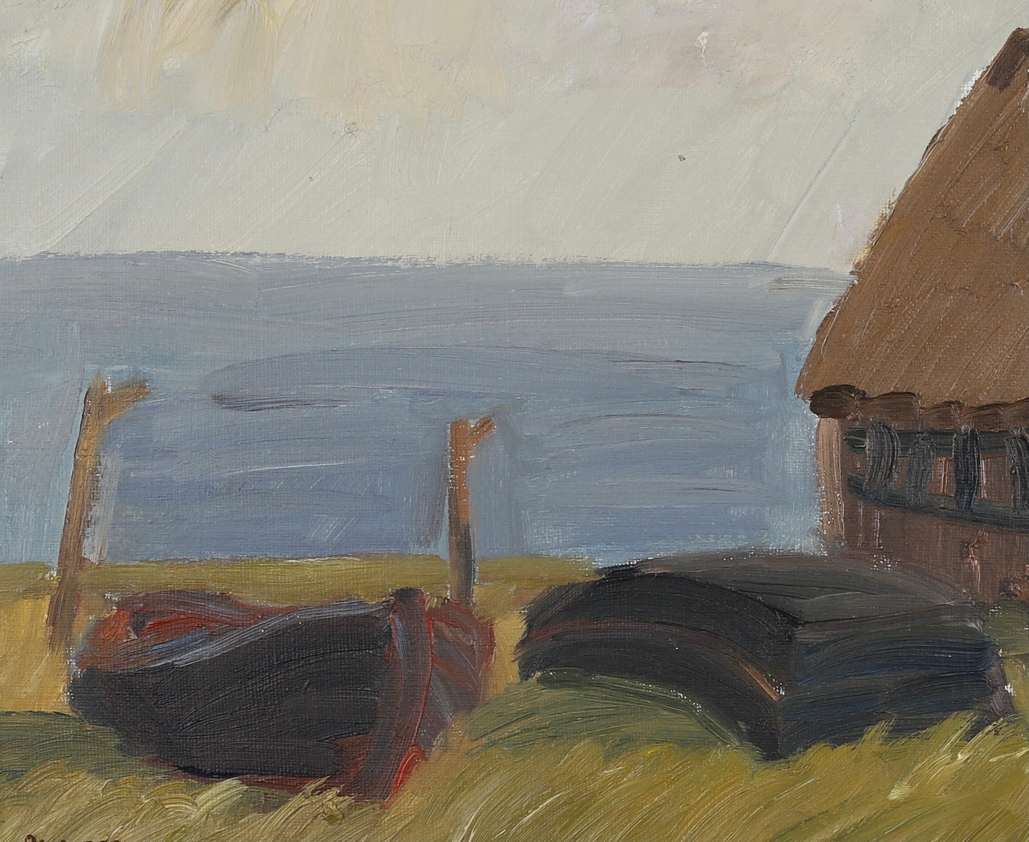 Vintage Art Room Mid Century Oil Painting By P Berhard Sweden