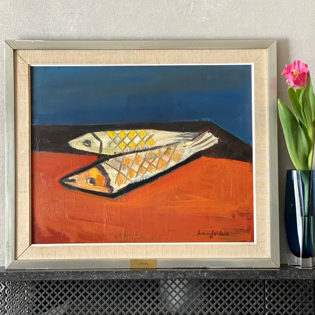 Mid Century Original Still Life  Oil Painting I Jordell Sweden