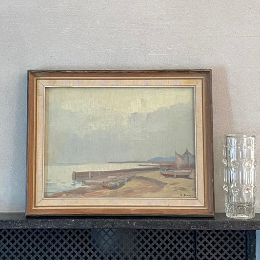 Original Oil Painting Vintage Mid Century From Sweden By E Jean