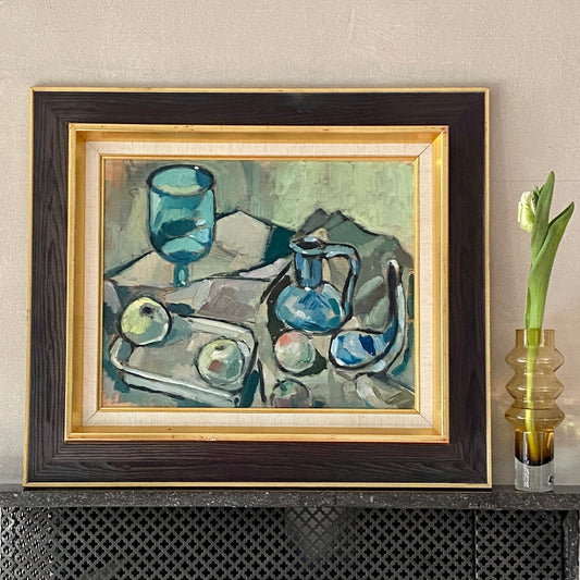 Mid Century Original Still Life Oil Painting From Sweden